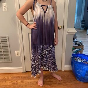 Pool To Party Pom Pom Tie Dye Dress Cover Up NWOT